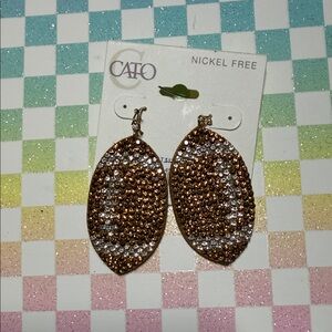 Cato Rhinestone Football Leaf Earrings